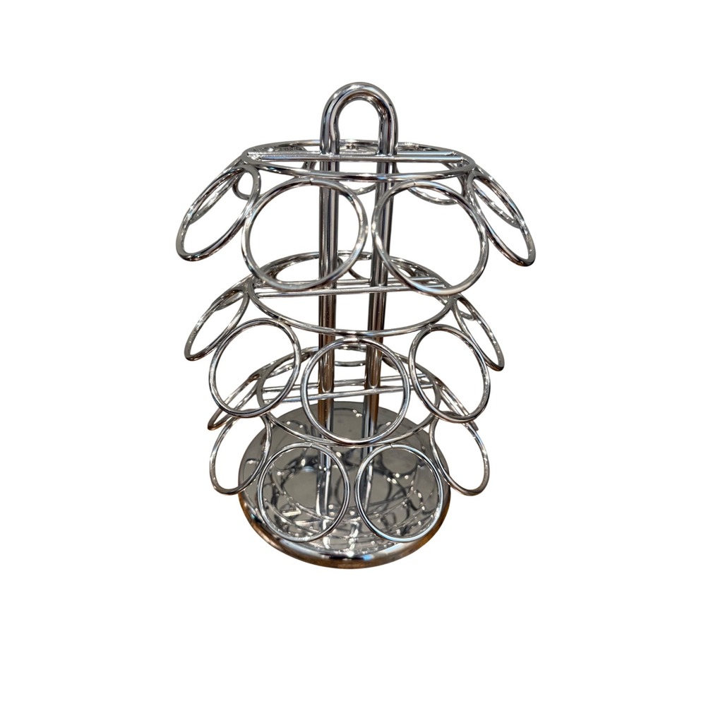 Chrome Rotating Coffee Pod Carousel 27 Count 3-Tier Capsule Holder Organizer